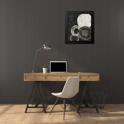 Black Rings Black Modern Wood Framed Art Print by PI Galerie