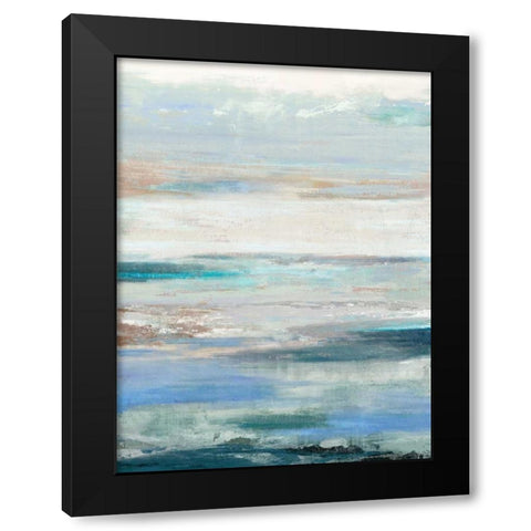 Waves Black Modern Wood Framed Art Print by PI Galerie