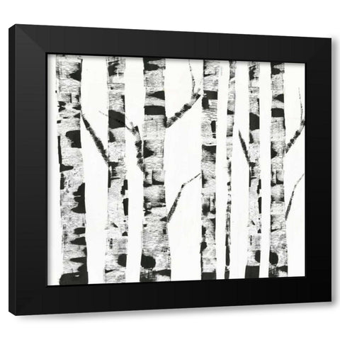 White Birch Black Modern Wood Framed Art Print by PI Galerie