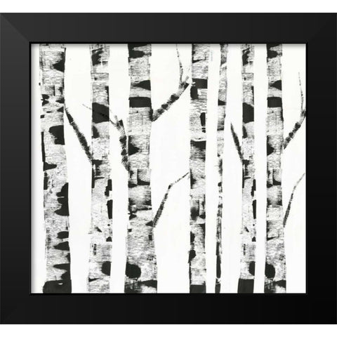 White Birch Black Modern Wood Framed Art Print by PI Galerie
