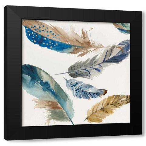 Feather Weather I Black Modern Wood Framed Art Print with Double Matting by PI Galerie