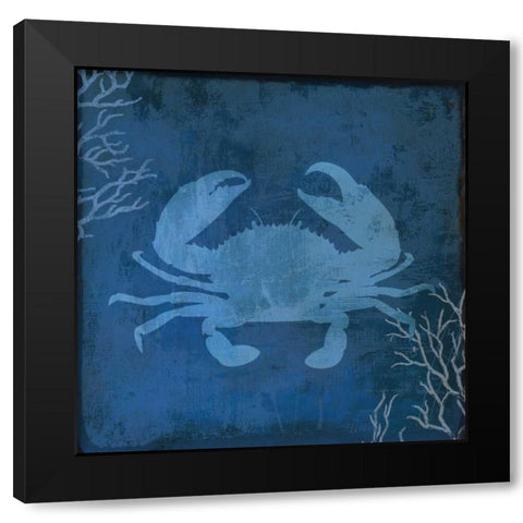 Navy Sea Crab Black Modern Wood Framed Art Print by PI Studio