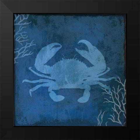 Navy Sea Crab Black Modern Wood Framed Art Print by PI Studio
