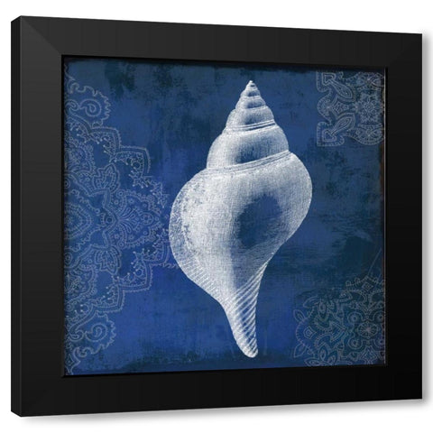 Navy Shell I Black Modern Wood Framed Art Print with Double Matting by PI Studio