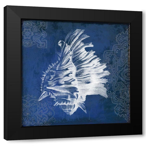 Navy Shell II Black Modern Wood Framed Art Print with Double Matting by PI Studio