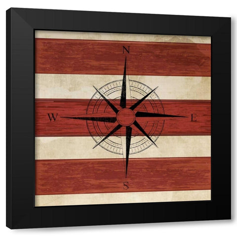 Compass Black Modern Wood Framed Art Print with Double Matting by PI Studio