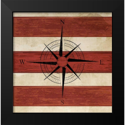 Compass Black Modern Wood Framed Art Print by PI Studio