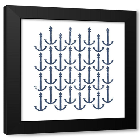 Anchors Black Modern Wood Framed Art Print with Double Matting by PI Studio