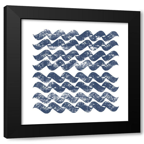 Chevron Waves Black Modern Wood Framed Art Print with Double Matting by PI Studio