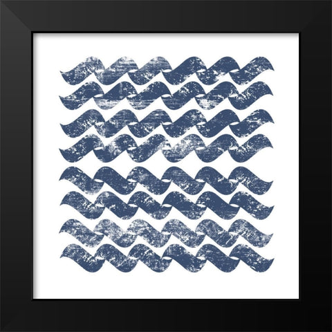 Chevron Waves Black Modern Wood Framed Art Print by PI Studio