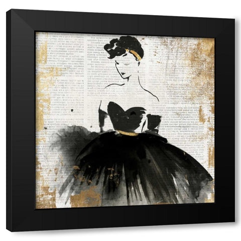 Lady in Black I Black Modern Wood Framed Art Print with Double Matting by PI Studio