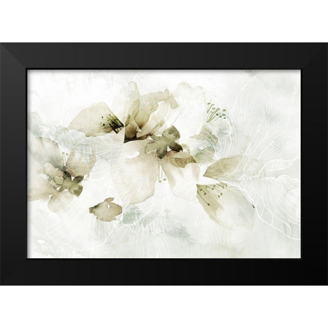 Golden Cherry Blossoms  Black Modern Wood Framed Art Print by Collabera, Pamela