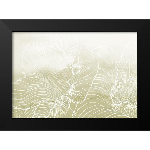 Golden Florals  Black Modern Wood Framed Art Print by Collabera, Pamela