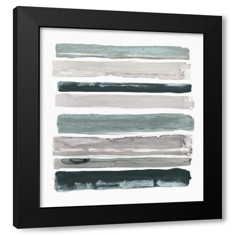 Teal Rothkos Stripes I Black Modern Wood Framed Art Print with Double Matting by PI Studio