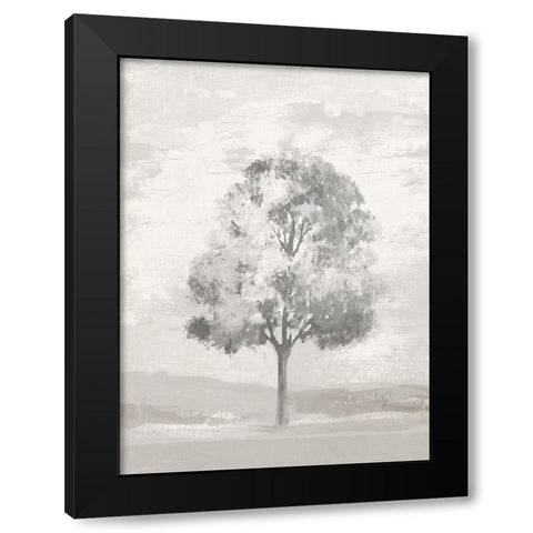 Blue and White Tree II Black Modern Wood Framed Art Print with Double Matting by Pi Studio