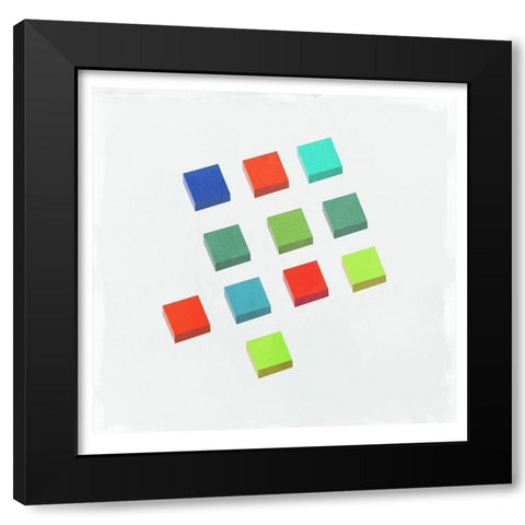 Colour Blocks Black Modern Wood Framed Art Print with Double Matting by PI Studio