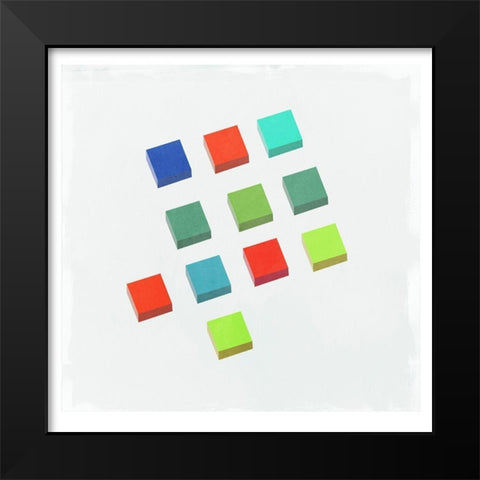 Colour Blocks Black Modern Wood Framed Art Print by PI Studio