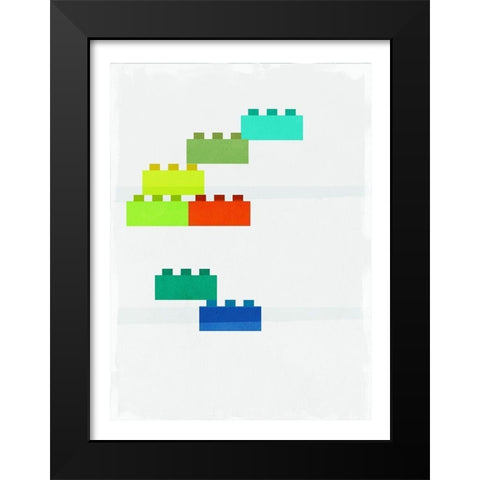 Stacking Blocks Black Modern Wood Framed Art Print by PI Studio