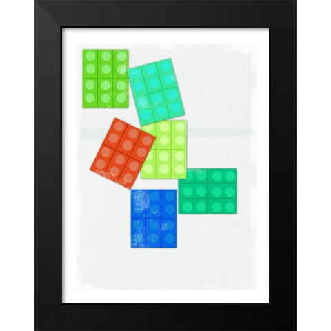 Lego Bricks Black Modern Wood Framed Art Print by PI Studio