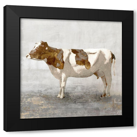 Rustic Brown Cow Black Modern Wood Framed Art Print with Double Matting by Pi Studio