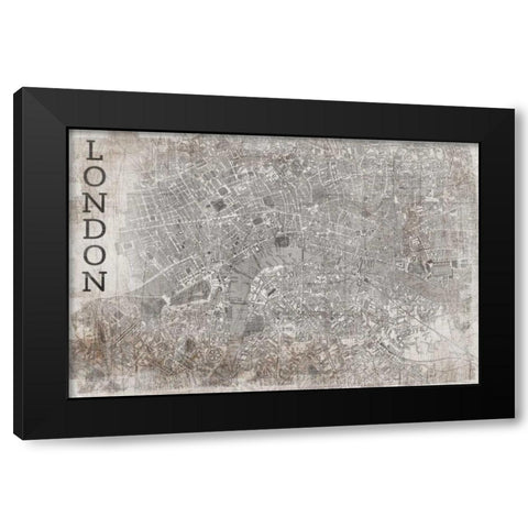 Map London White Black Modern Wood Framed Art Print by PI Studio