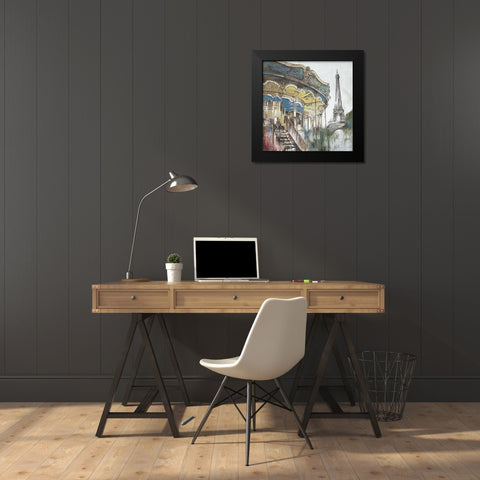 Ferris Wheel Black Modern Wood Framed Art Print by PI Studio