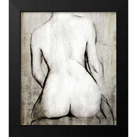Nude Back Black Modern Wood Framed Art Print by PI Studio