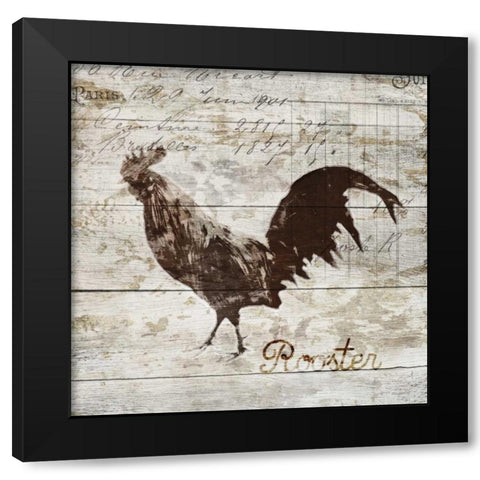 Rooster Black Modern Wood Framed Art Print by PI Studio