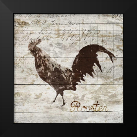 Rooster Black Modern Wood Framed Art Print by PI Studio