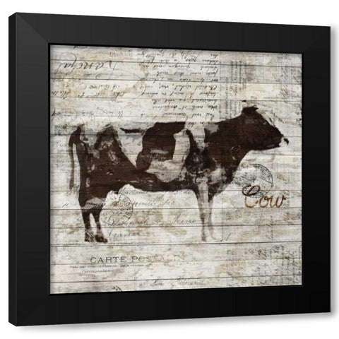 Cow Black Modern Wood Framed Art Print with Double Matting by PI Studio