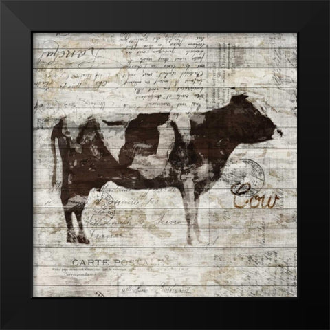 Cow Black Modern Wood Framed Art Print by PI Studio