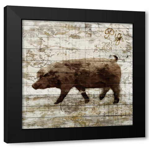 Pig Black Modern Wood Framed Art Print with Double Matting by PI Studio