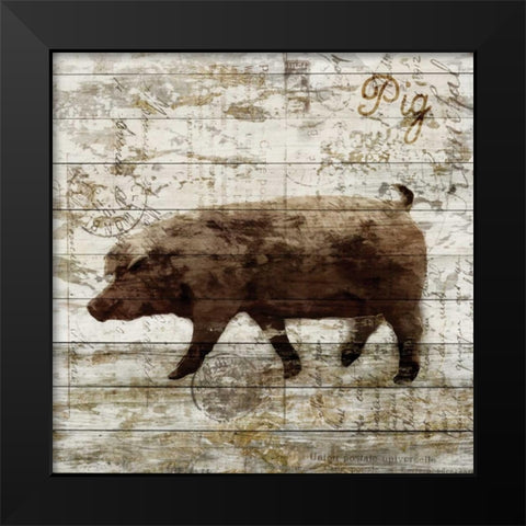 Pig Black Modern Wood Framed Art Print by PI Studio