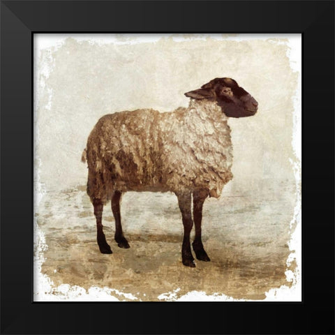 Sheep white border Black Modern Wood Framed Art Print by PI Studio