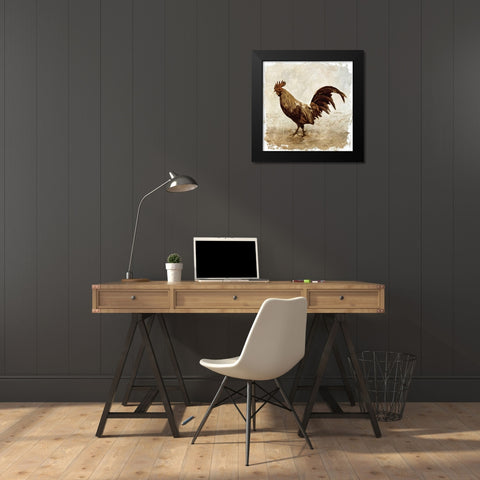 Rooster white border Black Modern Wood Framed Art Print by PI Studio