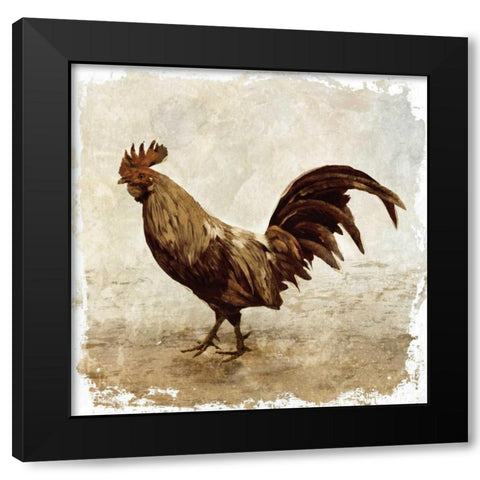 Rooster white border Black Modern Wood Framed Art Print with Double Matting by PI Studio