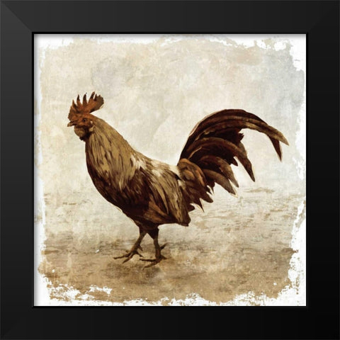 Rooster white border Black Modern Wood Framed Art Print by PI Studio