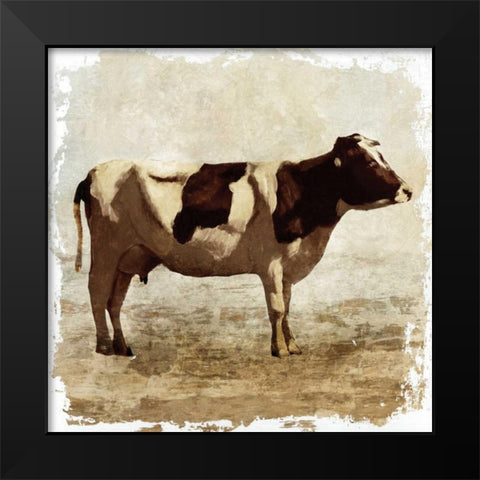 Cow white border Black Modern Wood Framed Art Print by PI Studio