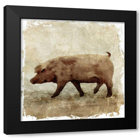 Pig white border Black Modern Wood Framed Art Print with Double Matting by PI Studio