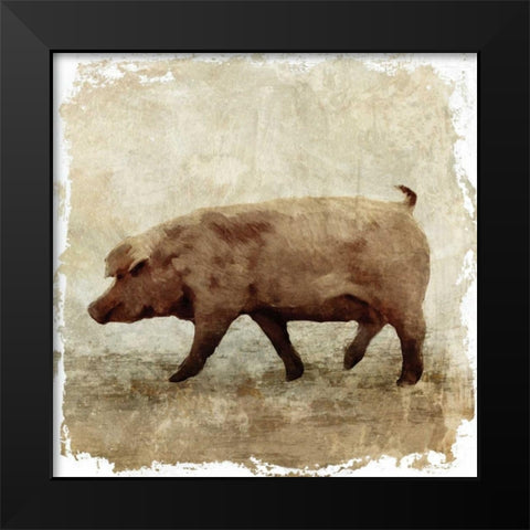 Pig white border Black Modern Wood Framed Art Print by PI Studio