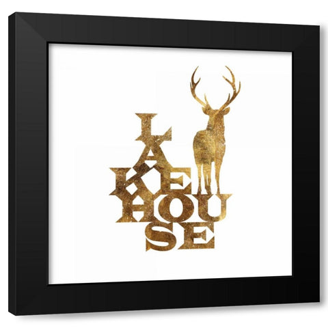 Lakehouse Stag Su Black Modern Wood Framed Art Print by PI Studio