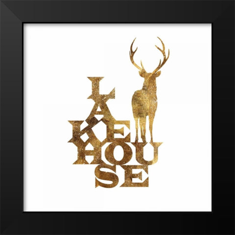 Lakehouse Stag Su Black Modern Wood Framed Art Print by PI Studio