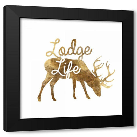 Stag Eating  Black Modern Wood Framed Art Print with Double Matting by PI Studio