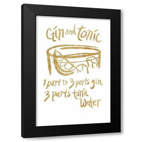 Gin and Tonic gold Black Modern Wood Framed Art Print with Double Matting by PI Studio