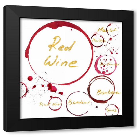 Red Wine Gold Black Modern Wood Framed Art Print by PI Studio