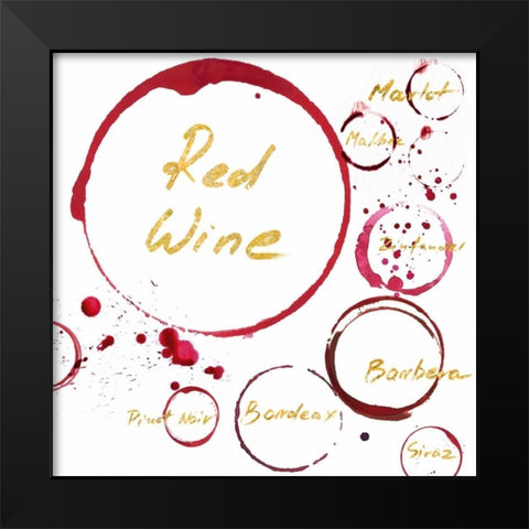 Red Wine Gold Black Modern Wood Framed Art Print by PI Studio