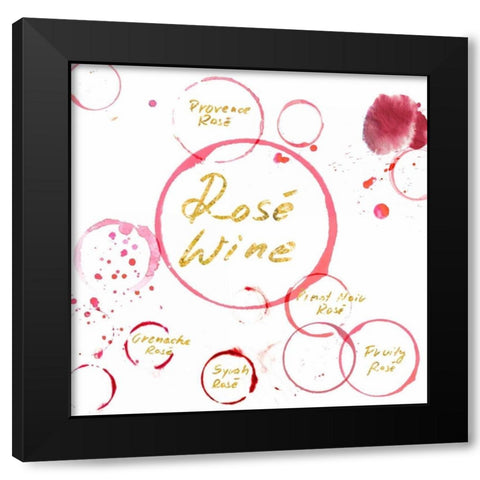 Rose Wine Gold Black Modern Wood Framed Art Print with Double Matting by PI Studio