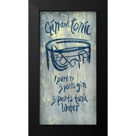 Gin and Tonic Blue Black Modern Wood Framed Art Print by PI Studio