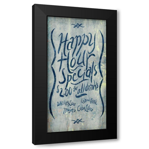 Happy Hour Blue  Black Modern Wood Framed Art Print by PI Studio