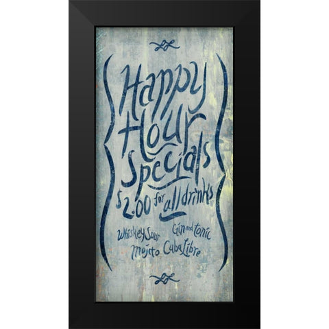 Happy Hour Blue  Black Modern Wood Framed Art Print by PI Studio